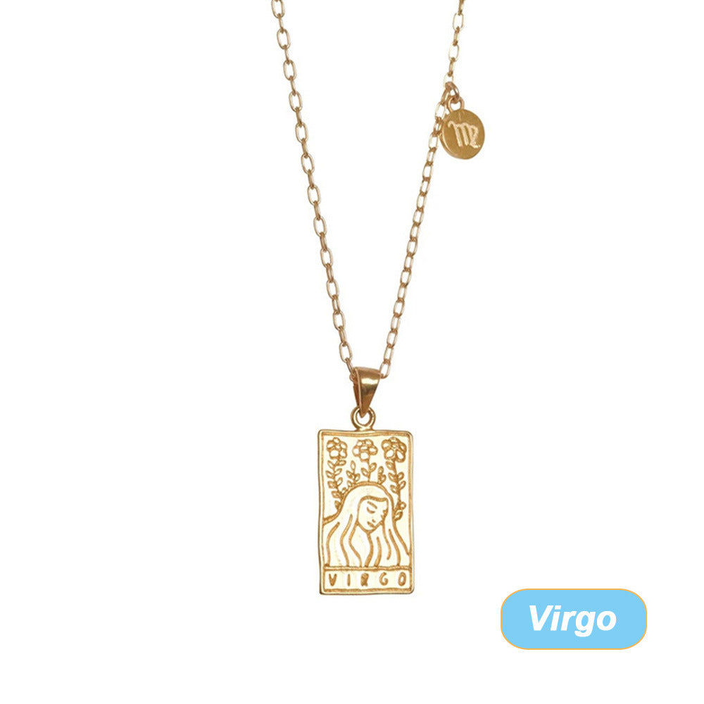 Retro Twelve Constellation Tarot Necklace