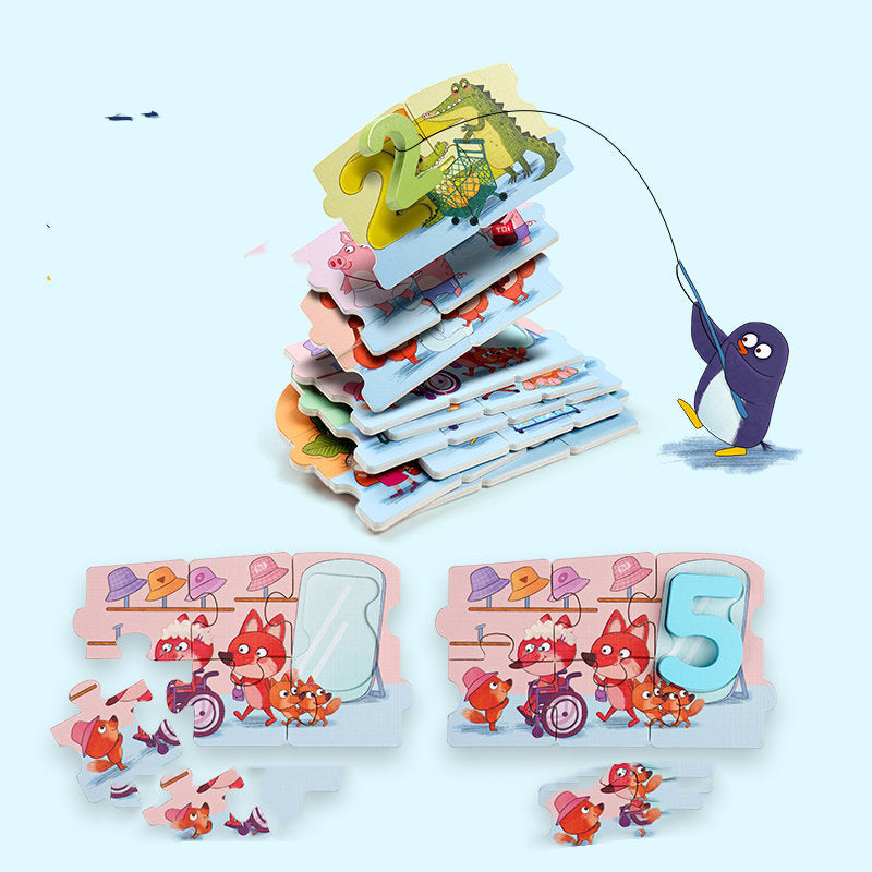 Wooden Numbers and Letters Puzzle Educational Toy