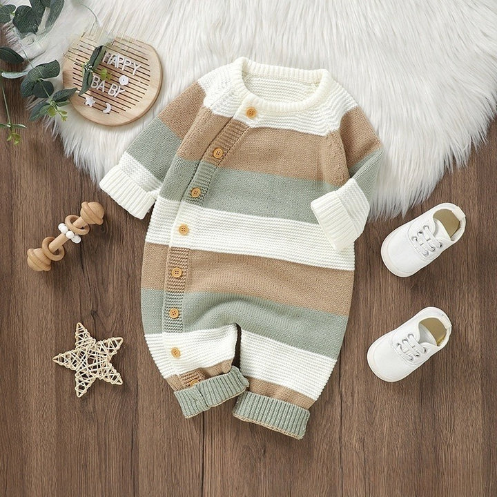 Baby Knitted Striped One-Piece Romper