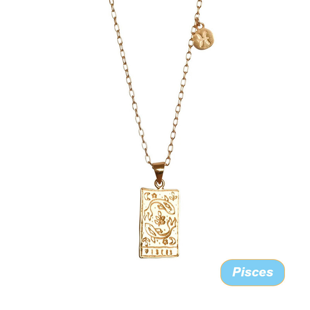 Retro Twelve Constellation Tarot Necklace
