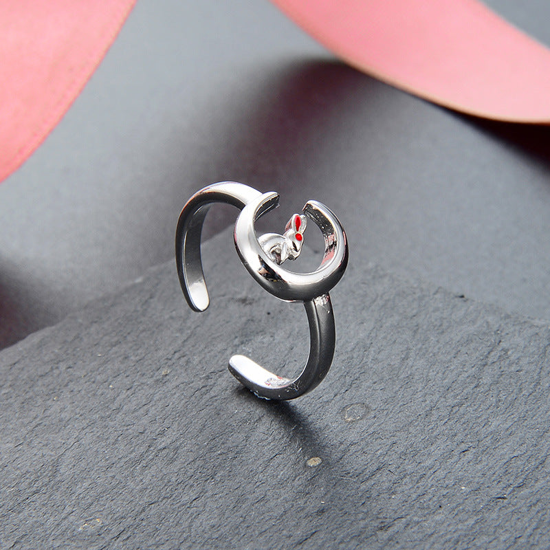 Simple Moon Rabbit Zodiac Ring