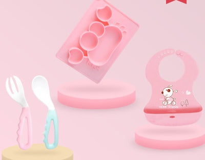 Baby Silicone Suction Bowl Cartoon Feeding Dish