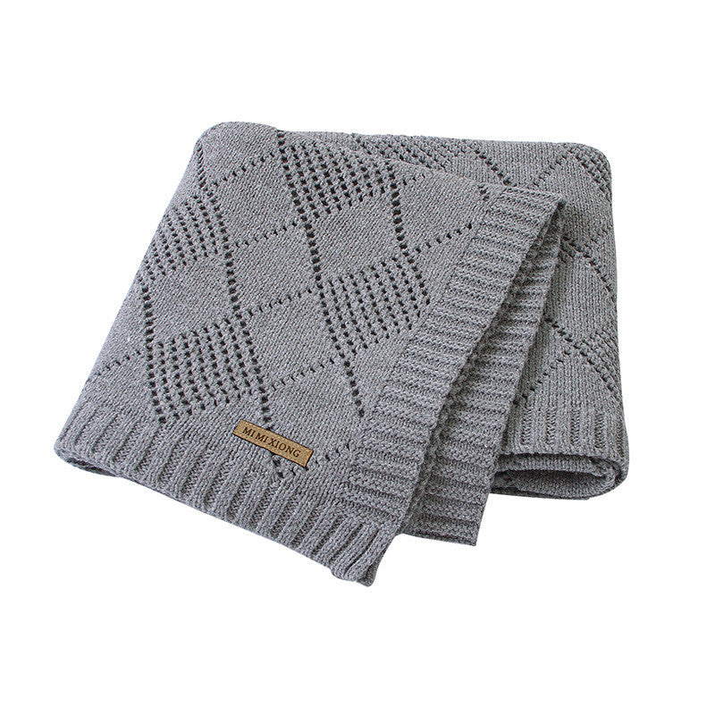 Solid Color Knitted Baby Blanket Soft Baby Quilt