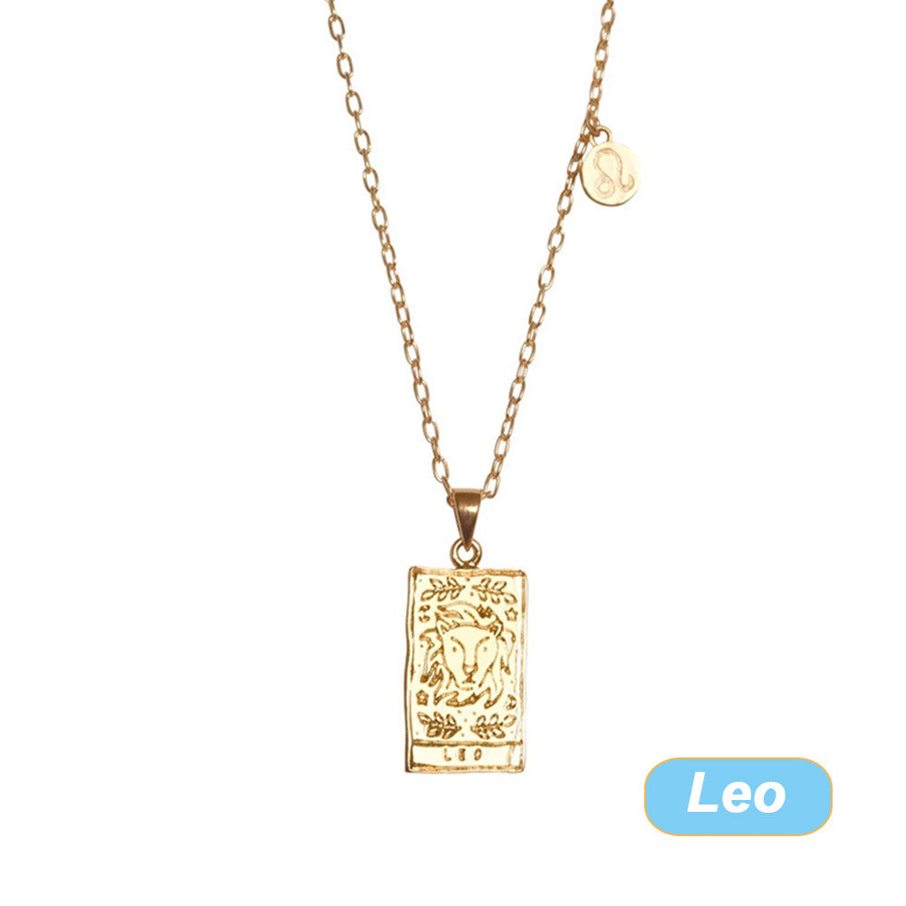 Retro Twelve Constellation Tarot Necklace