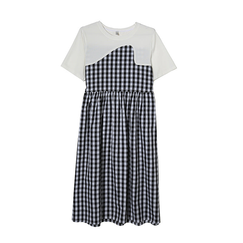 Plaid Stitch Maternity Dress Stylish Pregnancy Wear