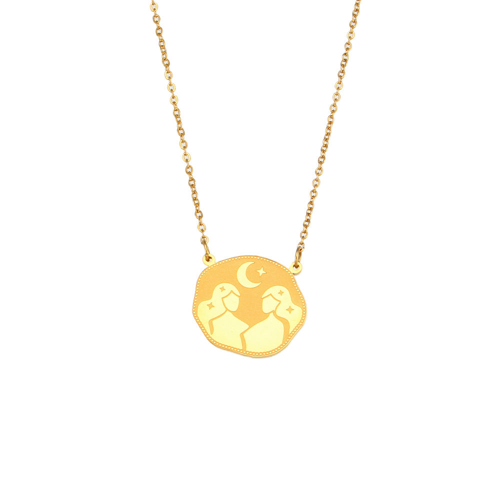 Fashion Simple Zodiac Sign Necklace Women's