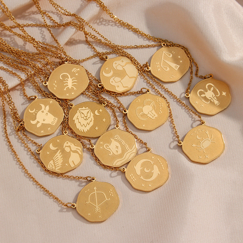 Fashion Simple Zodiac Sign Necklace Women's