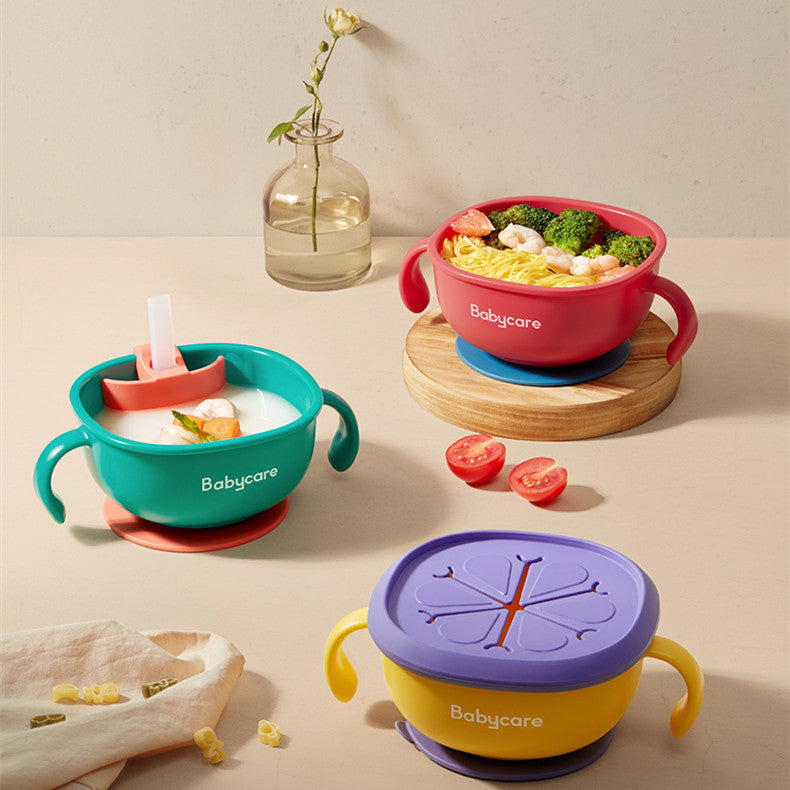 Baby 3-in-1 Feeding Bowl With Straw And Handles
