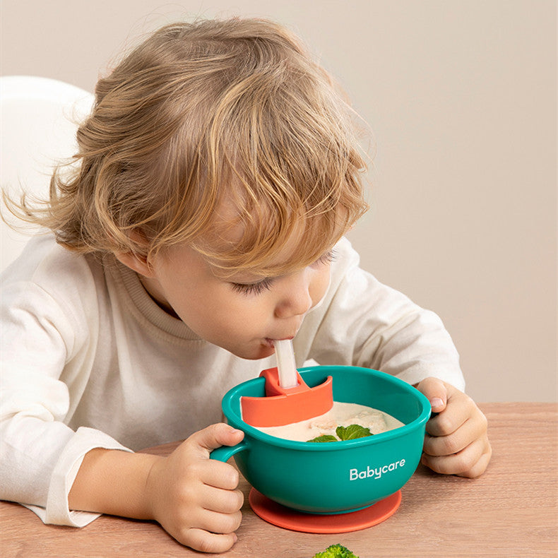 Baby 3-in-1 Feeding Bowl With Straw And Handles