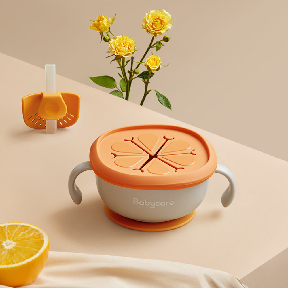Baby 3-in-1 Feeding Bowl With Straw And Handles
