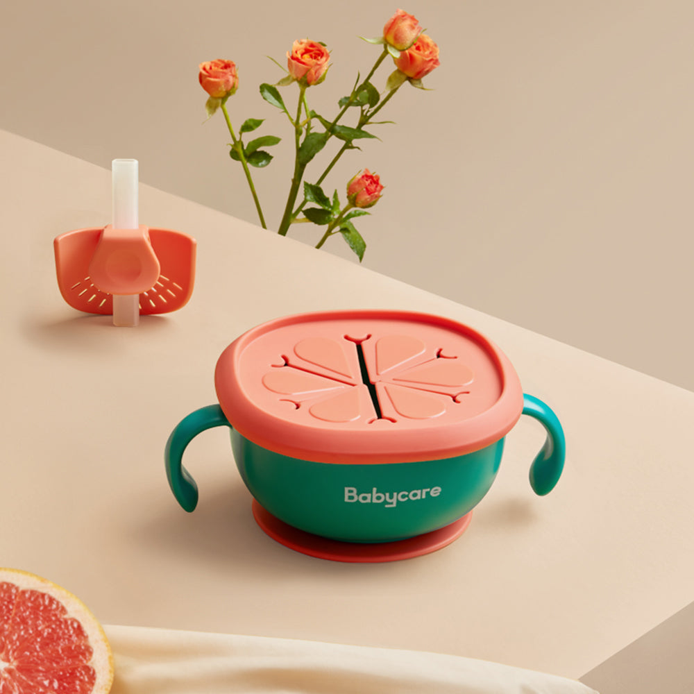 Baby 3-in-1 Feeding Bowl With Straw And Handles