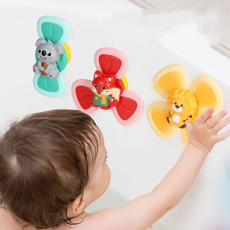 Spinning Top Baby Bath Toy with Suction Cup Teether