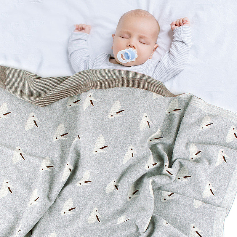 Knitted Baby Bunny Blanket Soft Windproof Infant Cover