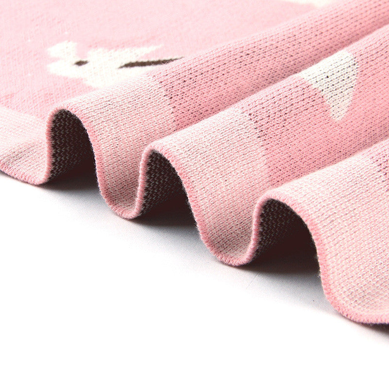 Knitted Baby Bunny Blanket Soft Windproof Infant Cover