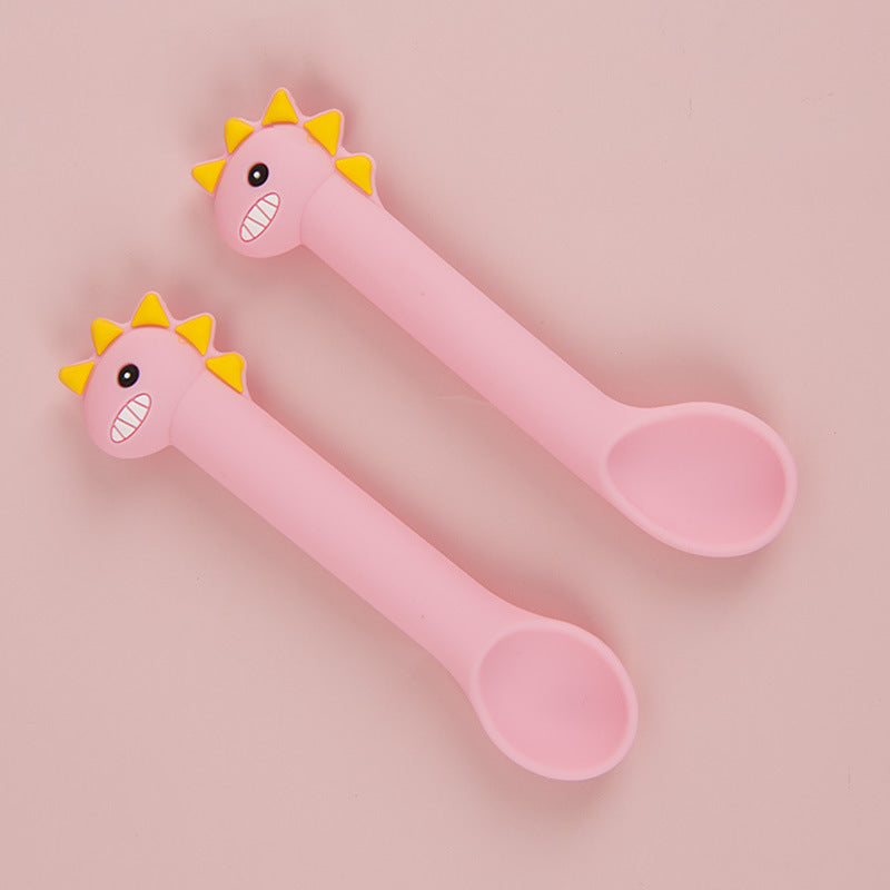 Baby Silicone Training Spoon Soft Head Cartoon Feeding Tableware
