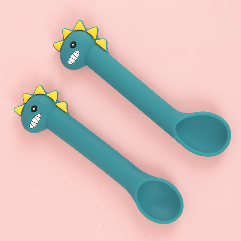 Baby Silicone Training Spoon Soft Head Cartoon Feeding Tableware