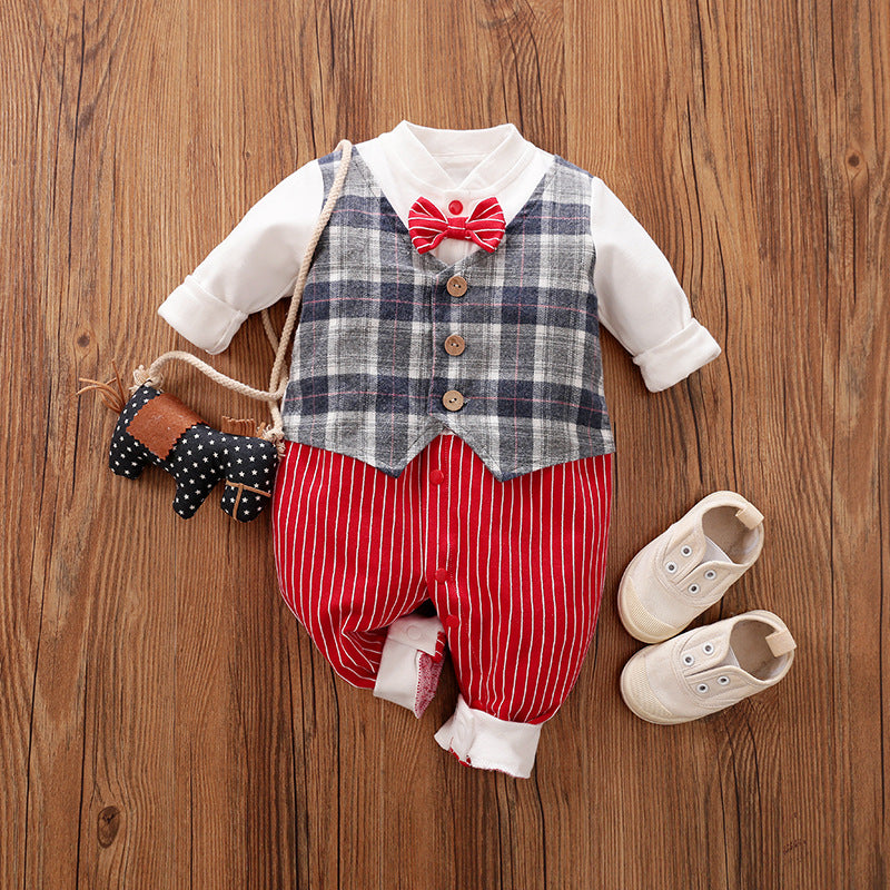 Baby Spring Autumn Long Sleeve Gentleman Romper