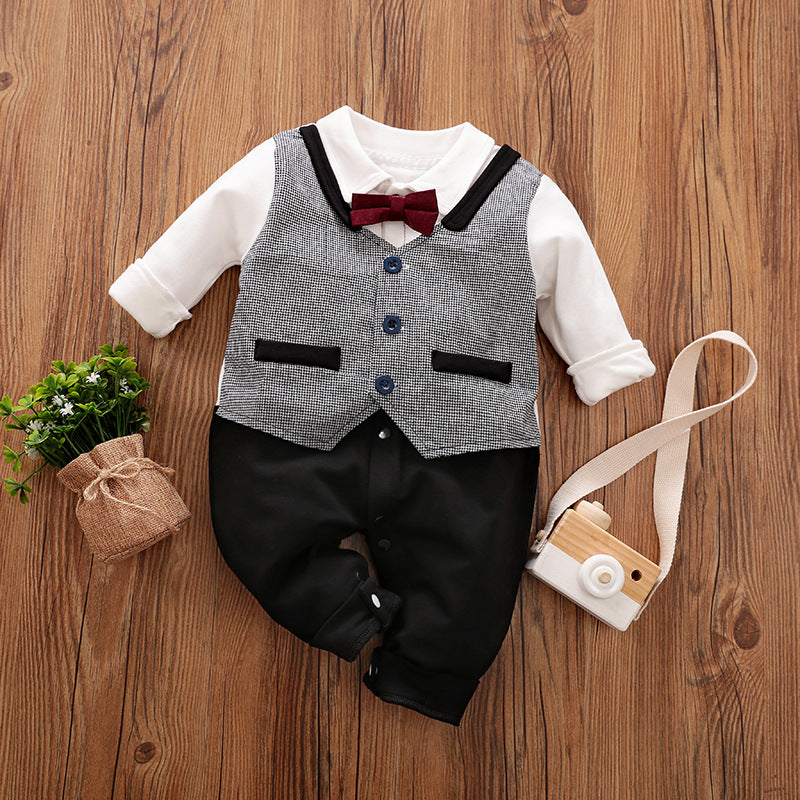 Baby Spring Autumn Long Sleeve Gentleman Romper