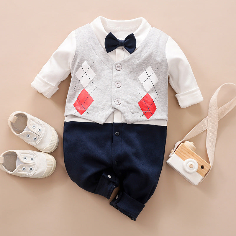 Baby Spring Autumn Long Sleeve Gentleman Romper