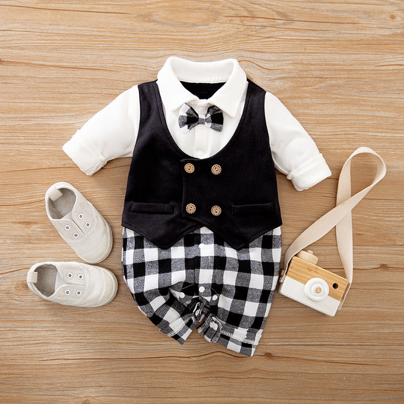 Baby Spring Autumn Long Sleeve Gentleman Romper