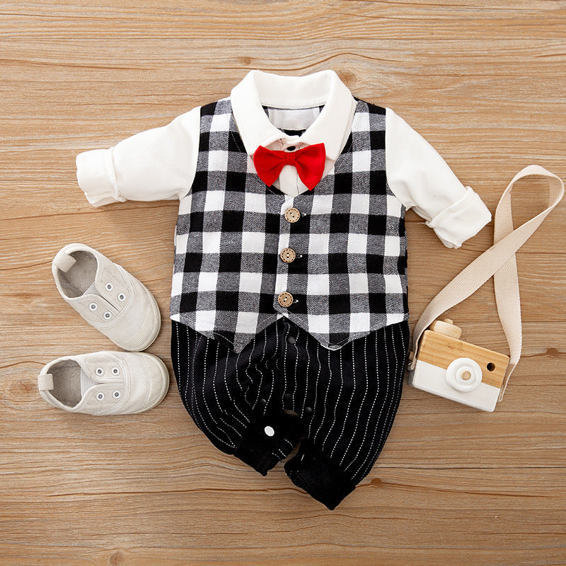 Baby Spring Autumn Long Sleeve Gentleman Romper