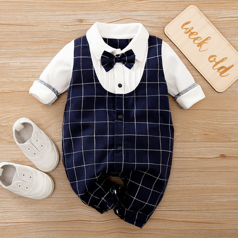 Baby Spring Autumn Long Sleeve Gentleman Romper