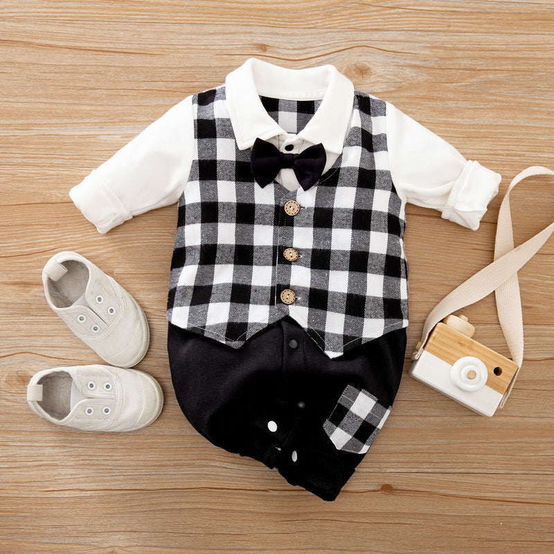 Baby Spring Autumn Long Sleeve Gentleman Romper