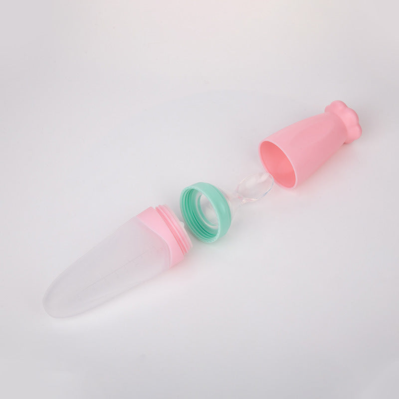 Baby Silicone Rice Cereal Feeding Bottle With Spoon