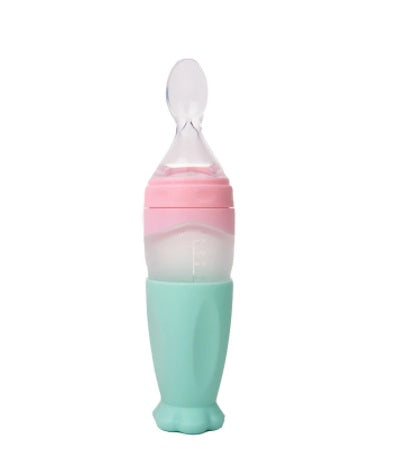 Baby Silicone Rice Cereal Feeding Bottle With Spoon