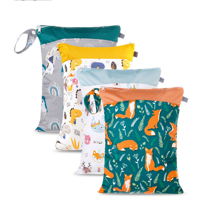 Double Zipper Cloth Baby Diaper Bag Storage Organizer