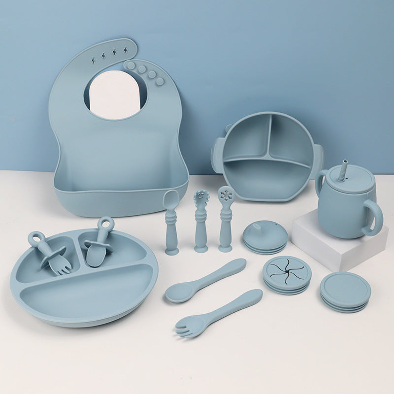 Children's Silicone Feeding Set 15-Piece With Bib