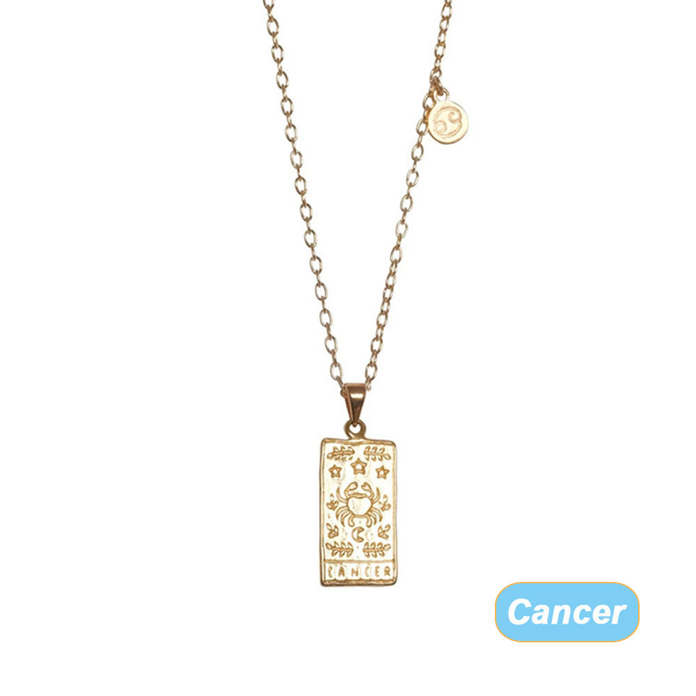 Retro Twelve Constellation Tarot Necklace