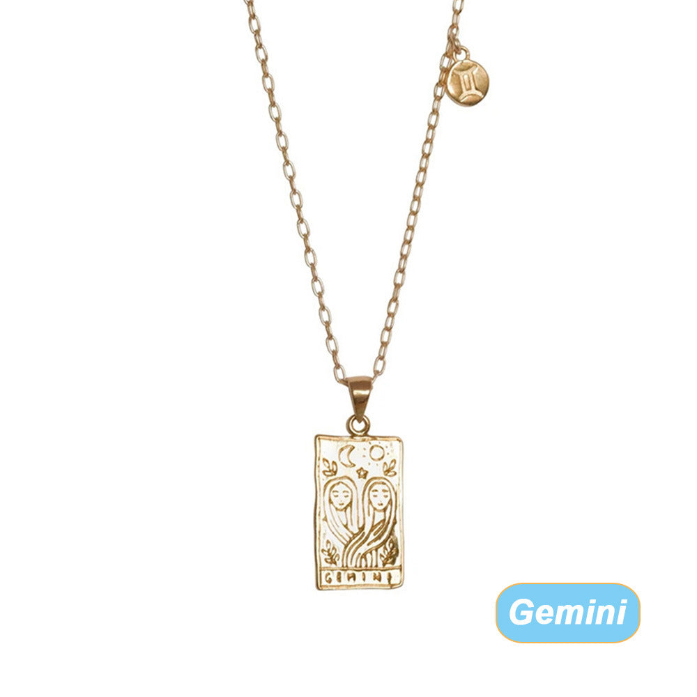 Retro Twelve Constellation Tarot Necklace