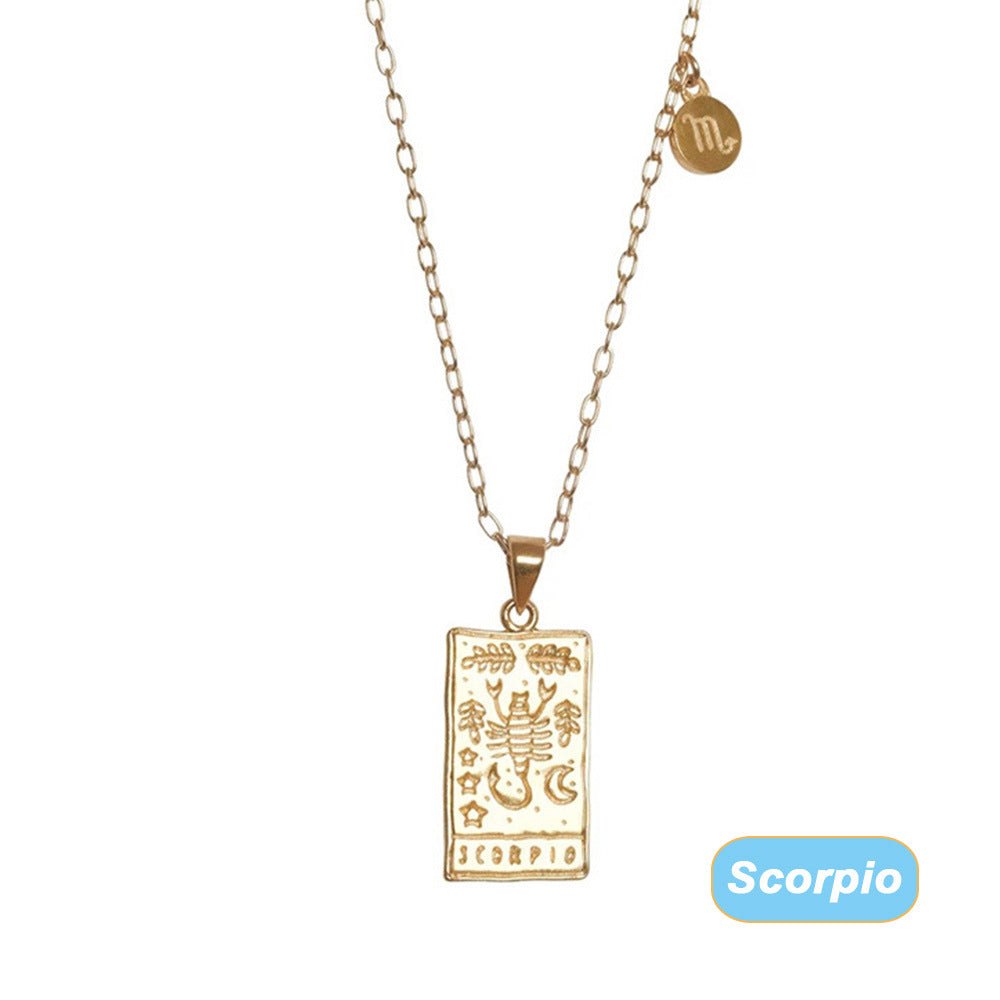 Retro Twelve Constellation Tarot Necklace
