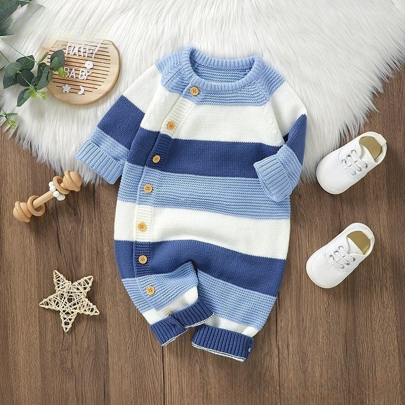 Baby Knitted Striped One-Piece Romper