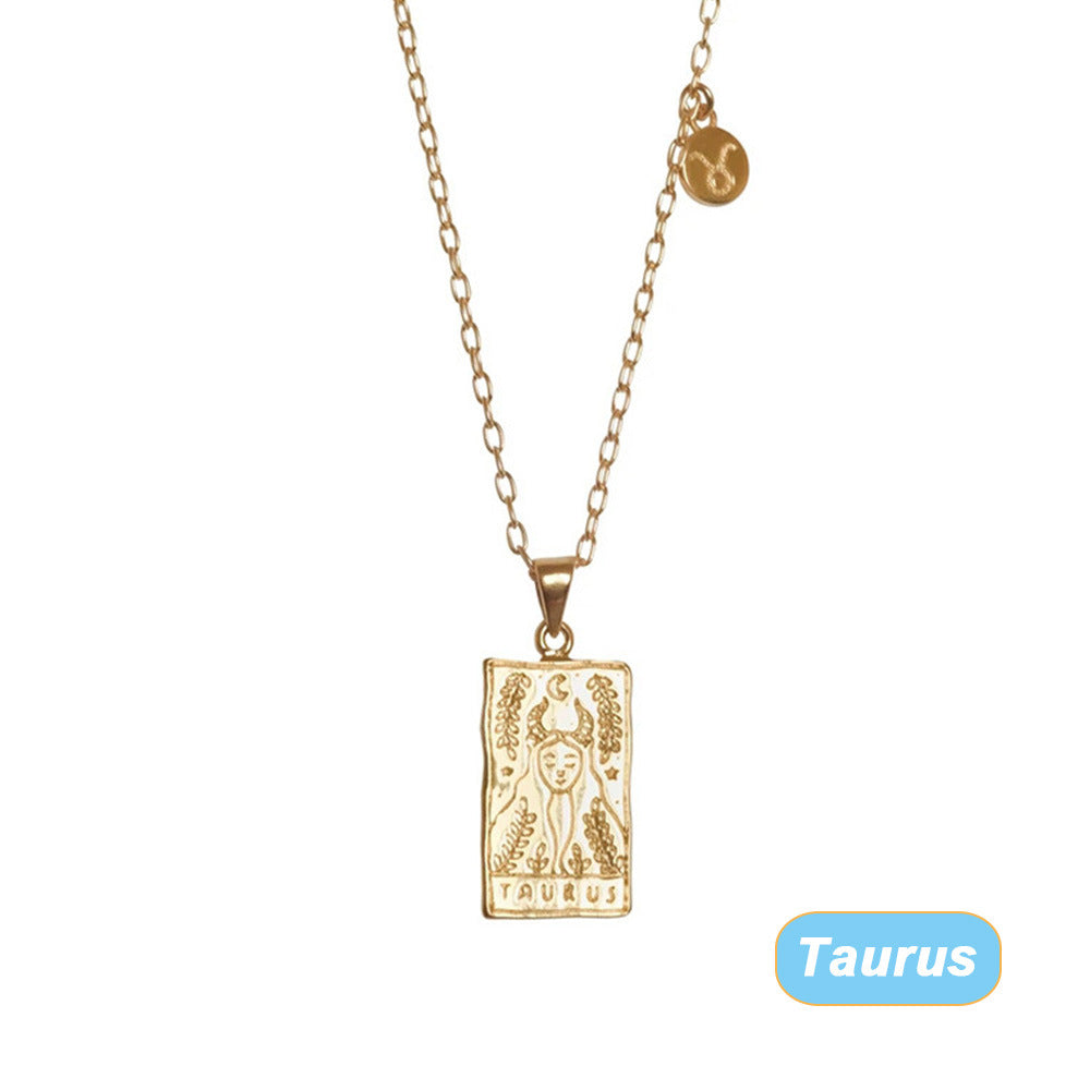 Retro Twelve Constellation Tarot Necklace
