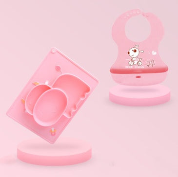 Baby Silicone Suction Bowl Cartoon Feeding Dish