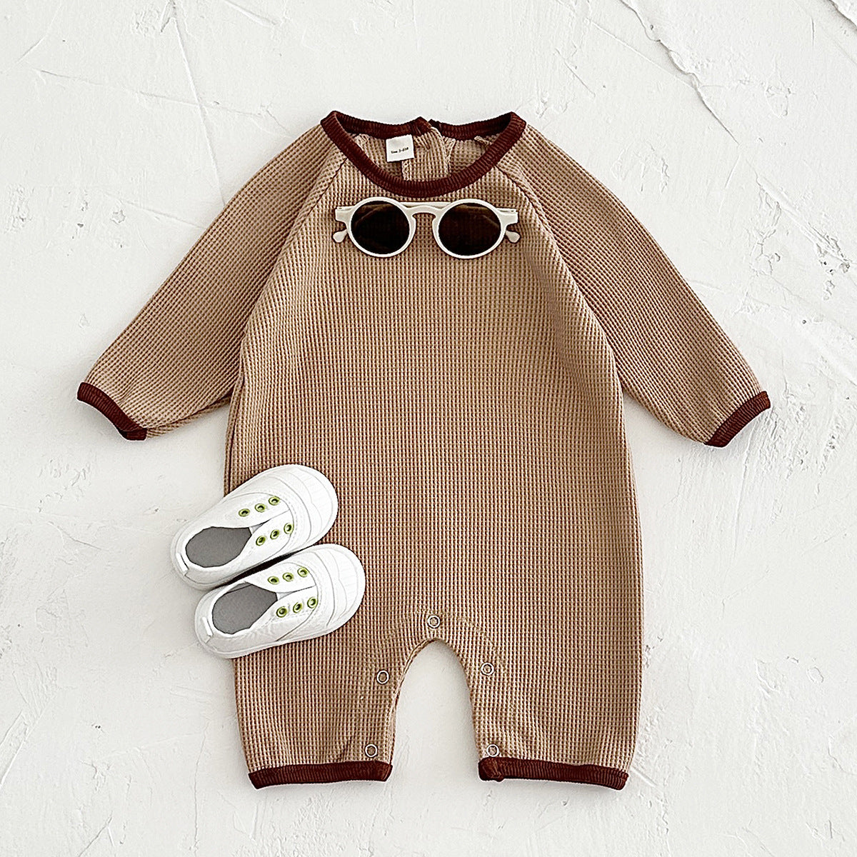 Newborn Rompers Baby Waffle Short Sleeve Rompers