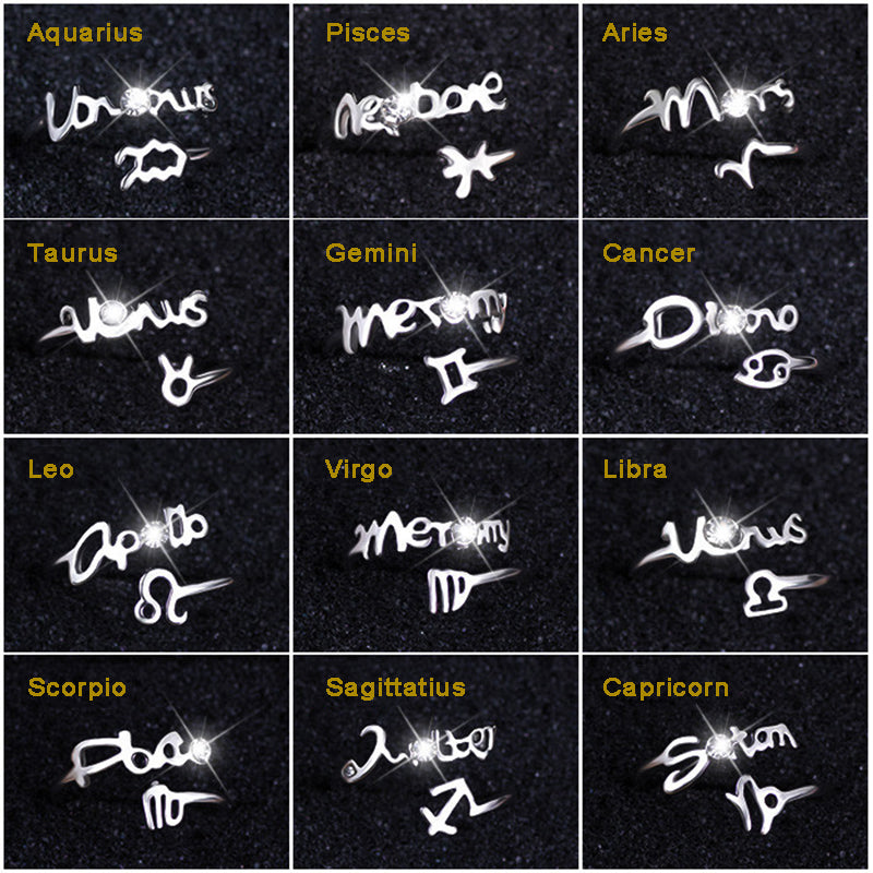 Women's Twelve Constellation Zodiac Ring