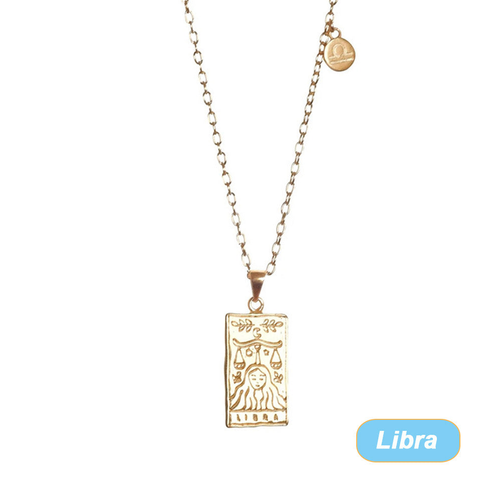 Retro Twelve Constellation Tarot Necklace