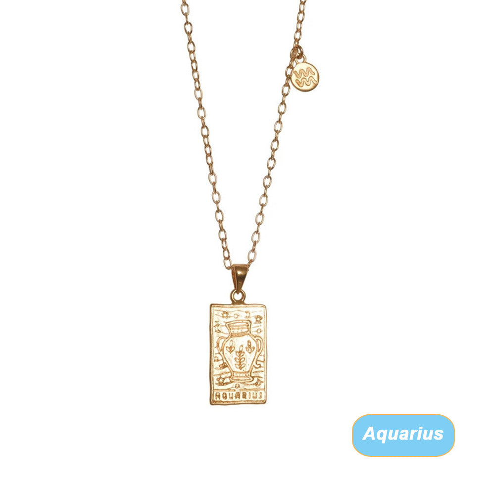 Retro Twelve Constellation Tarot Necklace