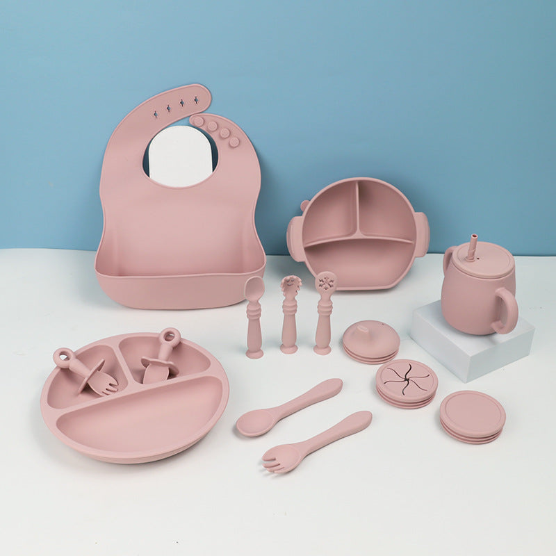 Children's Silicone Feeding Set 15-Piece With Bib