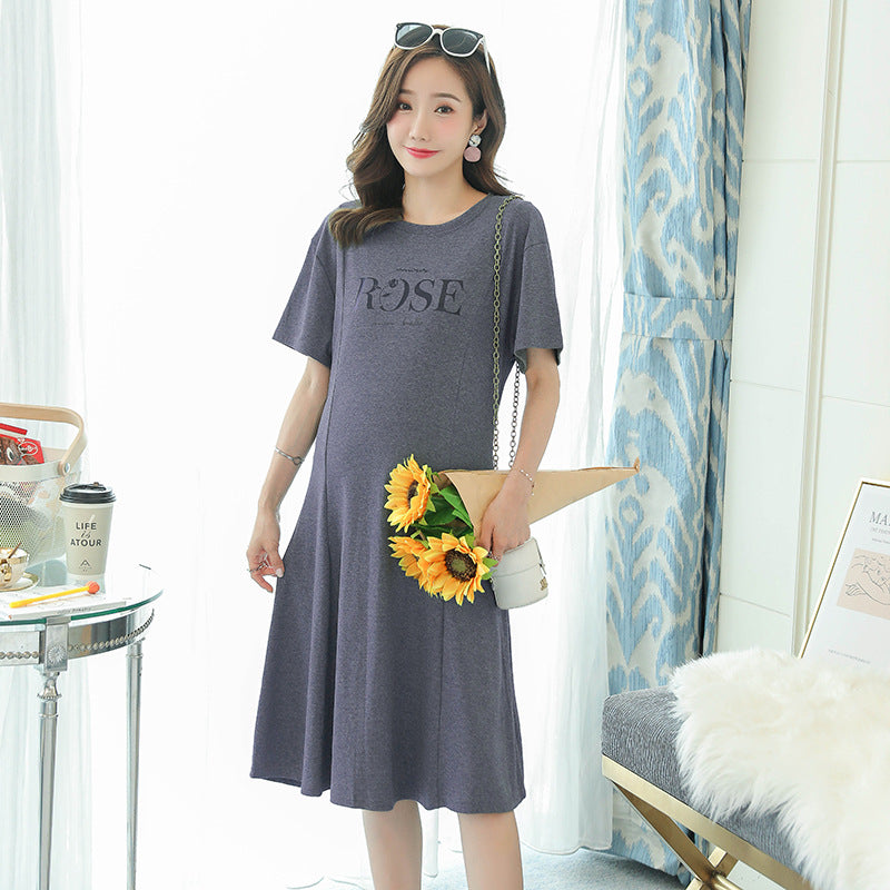 Maternity Short Sleeve Dress Comfortable Pregnancy Wear