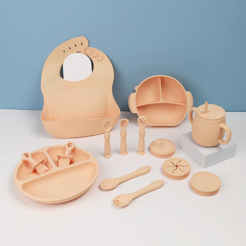 Children's Silicone Feeding Set 15-Piece With Bib