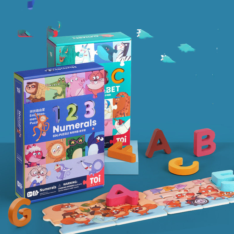 Wooden Numbers and Letters Puzzle Educational Toy