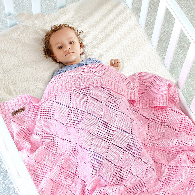 Solid Color Knitted Baby Blanket Soft Baby Quilt