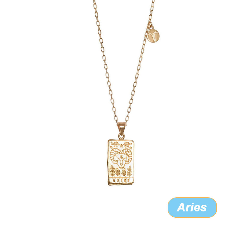 Retro Twelve Constellation Tarot Necklace