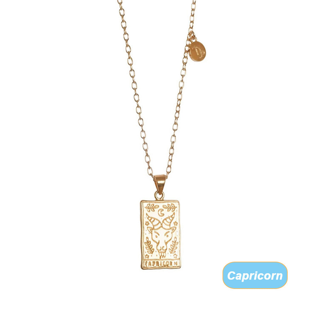 Retro Twelve Constellation Tarot Necklace