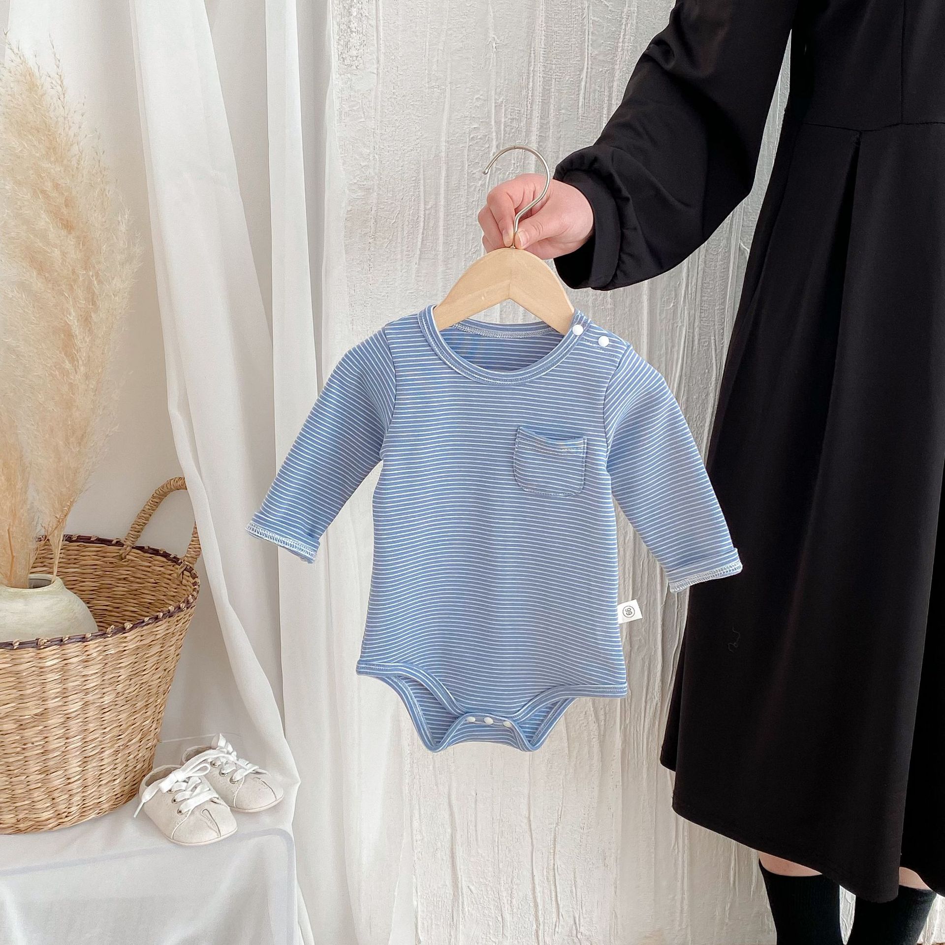 Baby Striped Triangle Long Sleeve Romper