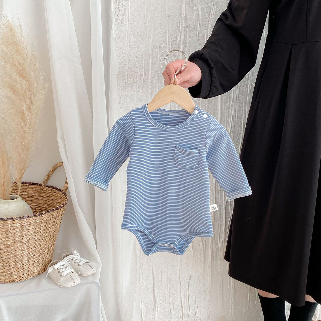 Baby Striped Triangle Long Sleeve Romper